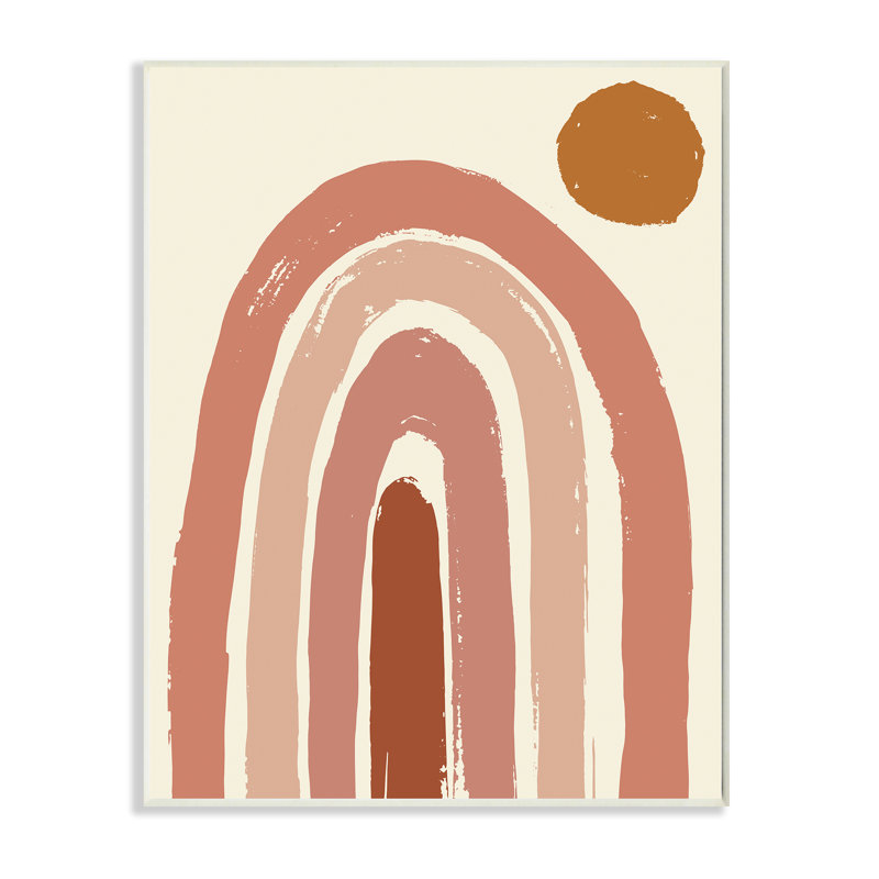 Désert soleil arc-en-ciel doux paysage beige, Bois, H 19 po x l 13 po x P 0,5 po