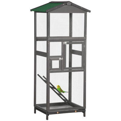 65" Wooden Bird Cage Outdoor Aviary House For Parrot