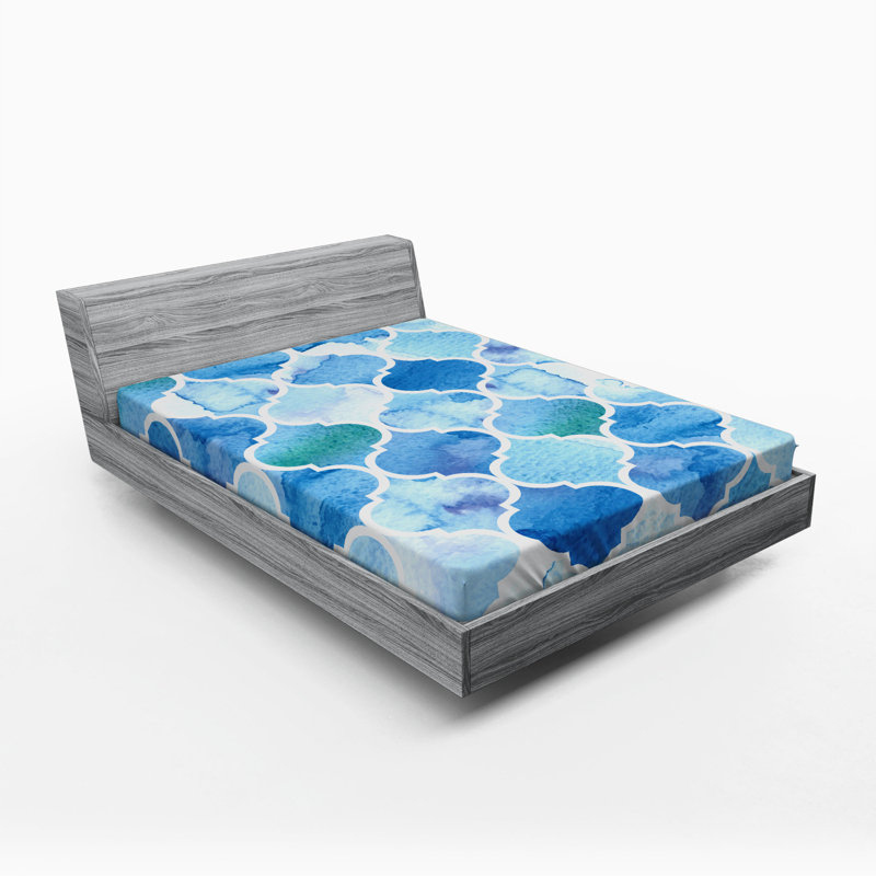 Microfiber Geometric Fitted Sheet, Full Fitted Sheet