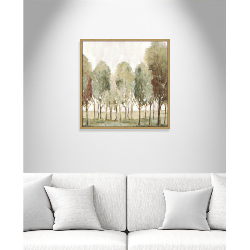«Silent Fall I Print» par Eva Watts, Grain de bois naturel, L 27,5 po x H 27,5 po, Impression encadrée