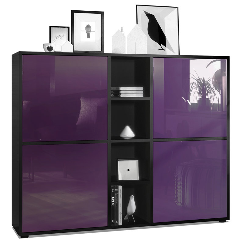 Mcbryde 130.5cm Sideboard, Matte Black/High Gloss Blackberry
