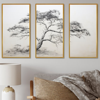 Minimalisme - Arbre de pin blanc Dream III - Ensemble de décoration murale pin