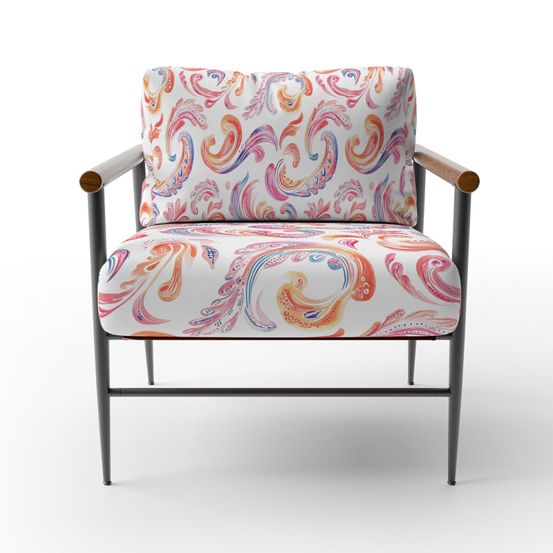 Chaise d'appoint moderne - Fauteuil Paisley Dreams, Brown Round Arms