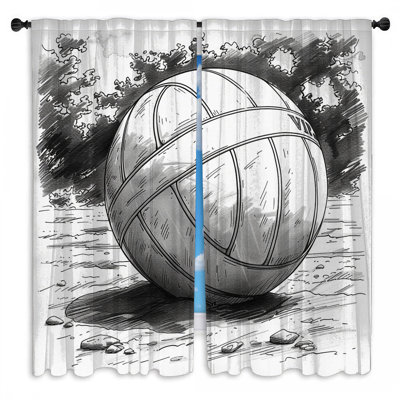 Rideaux de fenêtre Volleyball transparent et obscurcissant - 2 panneaux