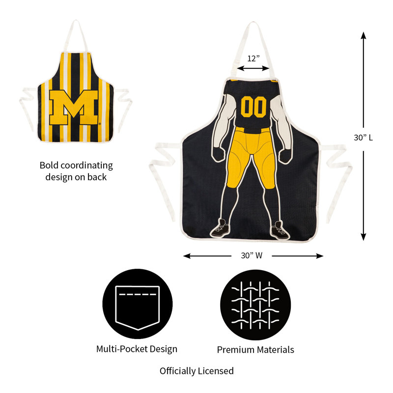 No Pattern Bib Apron, University Of Michigan