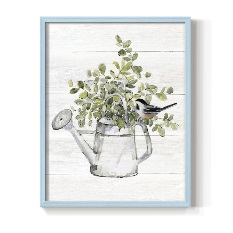 «Garden Bird II», reproduction encadrée - bois massif, Bleu, H 10 po x l 8 po