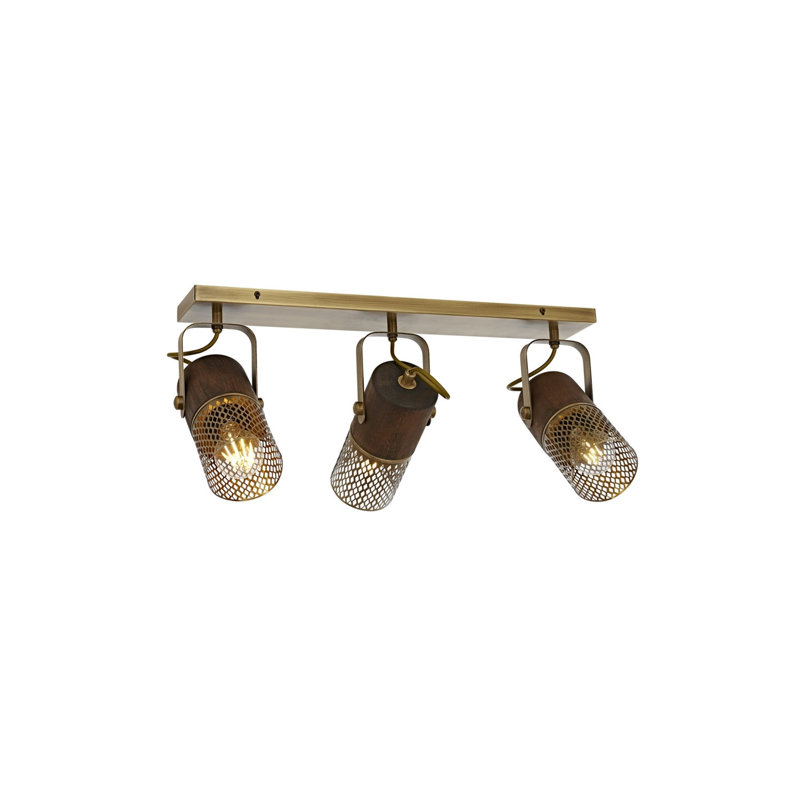Vintage-Inspired Chandelier, Metal Body with Wooden Cap, 11.8 x 23.6 x 11.8 inches | 3 x E27 Max 40W Sockets | Elegant Brown Solid Color | Modern Novelty Design for Dining Room & Living Space Lighting