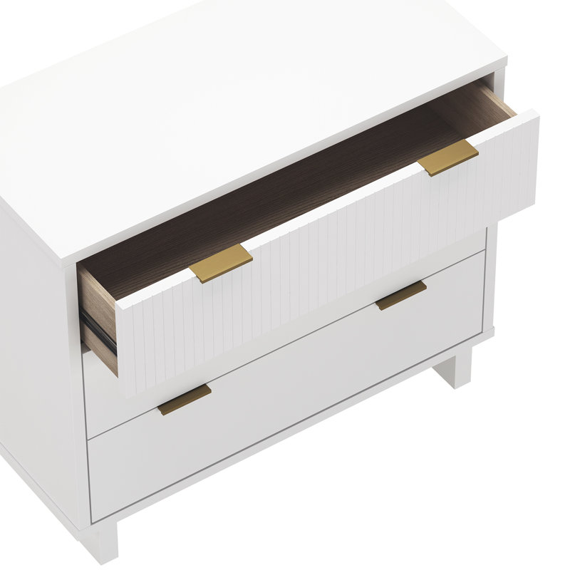 Ensemble de chambre à coucher avec commode et table de chevet 2 pièces Elara, Blanc