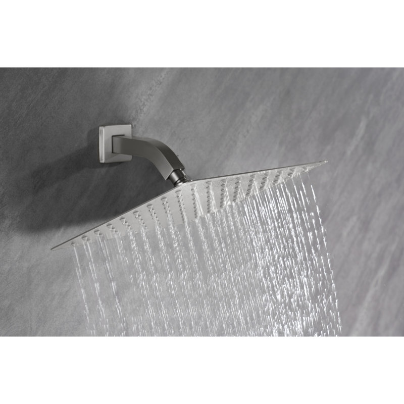 High 304 Stainless Steel Waterfall Showerhead With Self Nozzles - 8" Square, 1.8Lb, Brushed Nickel Color Self-Cleaning Function 8X8x10 In, 1.8 Lbs, Steel,