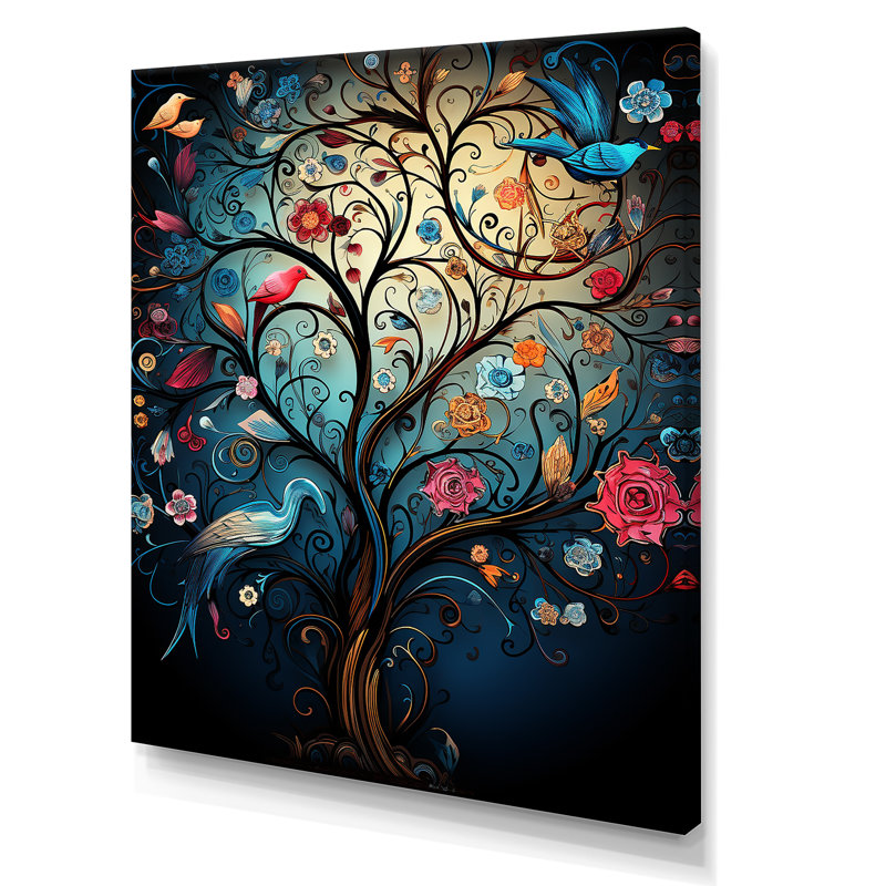 Fantaisie arbre floral 3 - arbre, art mural africain, H 20 po x l 12 po x P 1 po, Toile tendue