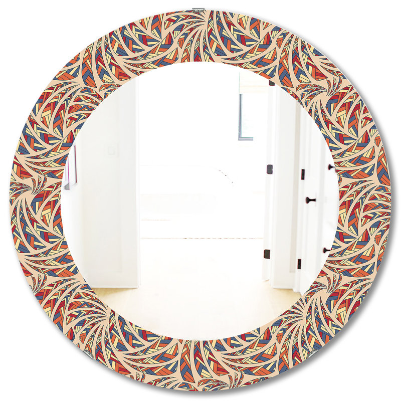 Motif ethnique - miroir bohémien et éclectique, H 31,5 po x l po