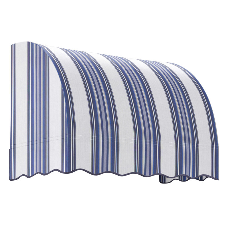 Awntech Savannah Acrylic Fabric Fixed Awning, Navy/Gray/White Multi, 44" H x 52.5" W x 36" D