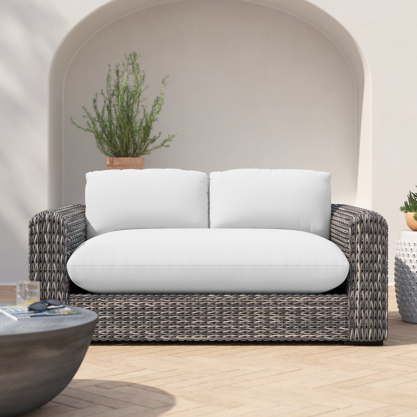 60'' Wide Straight Wood Loveseat with Cushions