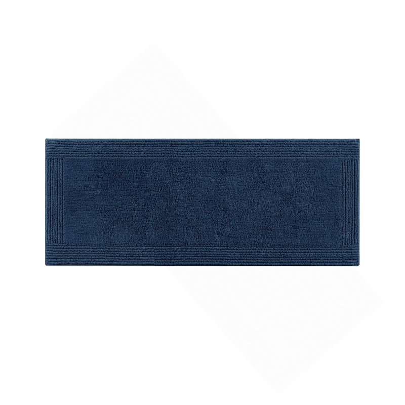 1 PCS 24X72" 100% Cotton Tufted 3000 GSM Reversible Bath Rug Navy, Runner 2' x 6'