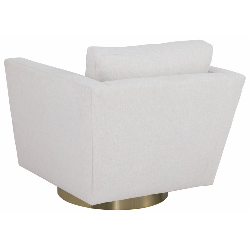 Fauteuil pivotant de 36 po Libby Langdon For Fairfield CAL117, Laiton brillant, 7609 Crème