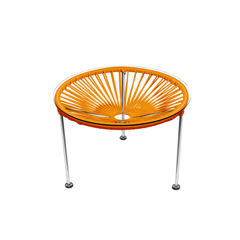 Zicatela Indoor Handmade Coffee Table, Orange, Chrome