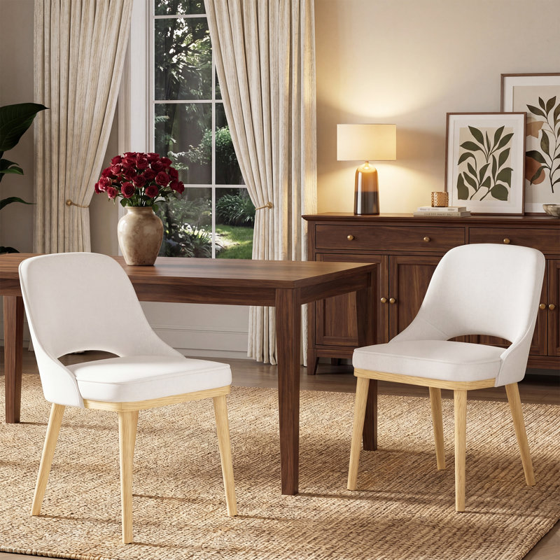 49cm H Upholstered Dining Chair, Beige