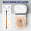 Toilette intelligente bidet avec fonction, couvercle à ouverture et fermeture automatique, siège chauffant, nettoyage et séchage à l'eau chaude, capteur de pied pour chasse d'eau, écran à DEL, télécommande, apparence blanche. Fontaine multiple