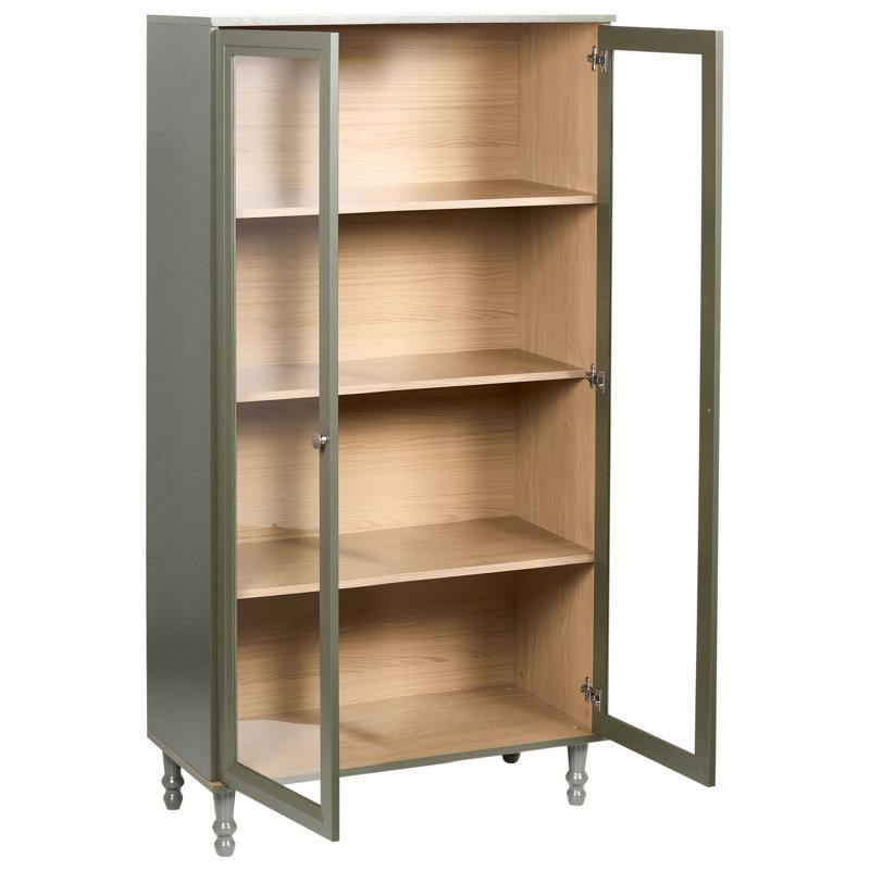 Glass and Solid Wood 80 cm W Display Cabinet
