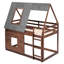 Lit superposé simple avec toit et 2 fenêtres - Chêne et gris fumé, fabrication en bois pour la chambre à coucher