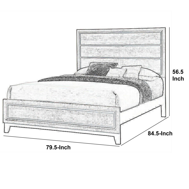 Kassel Solid Wood Standard Bed, King, Gray