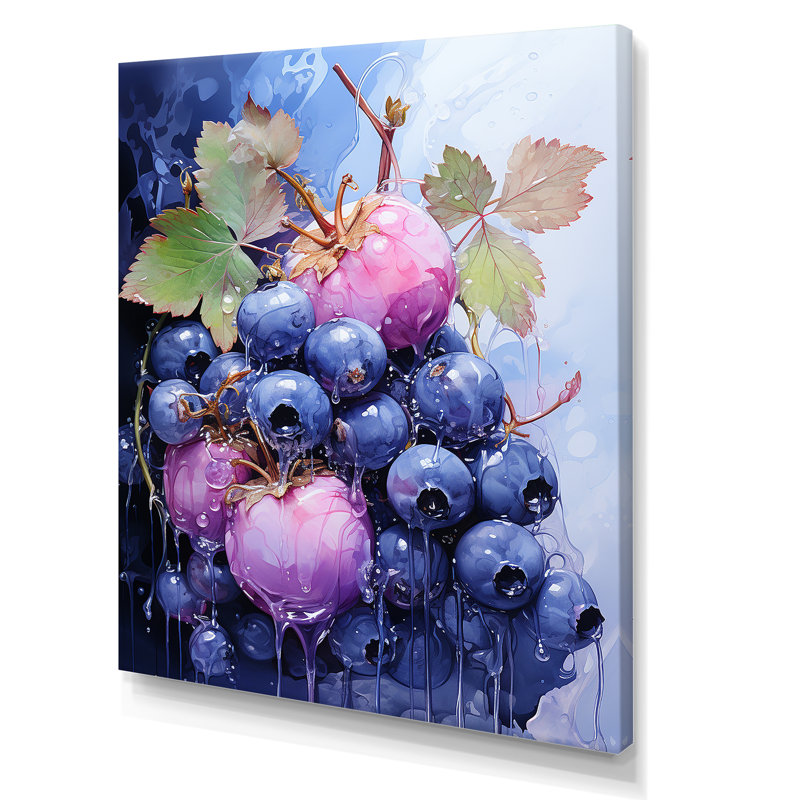 Ballet Blueberry Fruit Serenade II - fruits, art mural, H 32 po x l 16 po x P 1 po