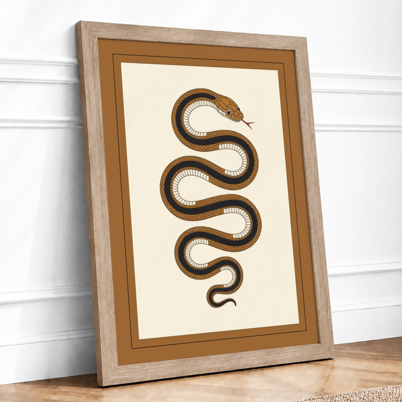 Sinuous Snake Study Japandi - Framed Print, A1 - 84.1 x 59.4 cm, Oak