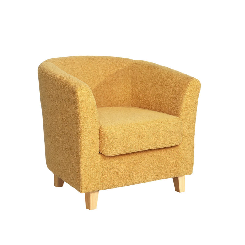 Chair, 31 Inch Tub Design, Flourish Design, Modern Fabric, Mustard Yellow