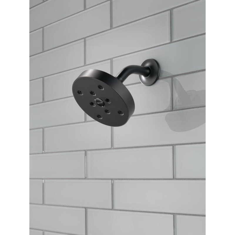 Pomme de douche fixe standard / universelle avec technologie H2Okinetic, Noir mat, 1.75 GPM