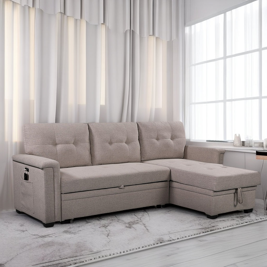 Latitude Run® Constanse Sleeper Sectional Sofa with USB Port and Storage Wayfair