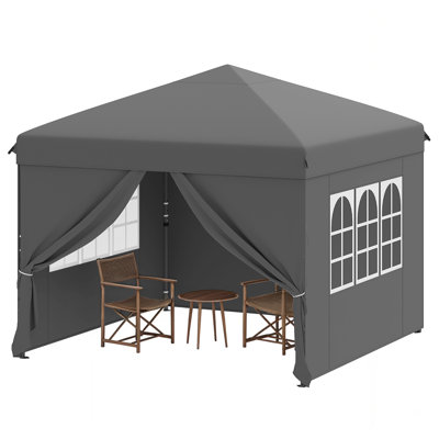 2.5 X 2.5m Waterproof Gazebo Folding Gazebo With Side Panels, Height Adjustable, Foldable Pop Up Gazebo