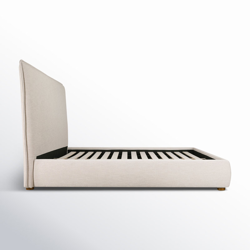 Timothy Upholstered Low Profile Platform Bed, King, Wheat Basketweave, 54