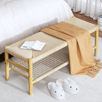 Bystrc Solid Wood Shelves Storage Bench by Bay Isle Home