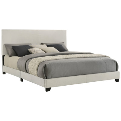 Elegant Cream - Covered Eastern King Bed With Padded Head And Engineered Wood Parts Frame For Bedroom Grace