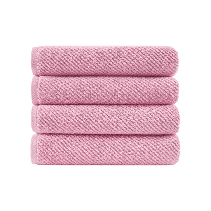 Ensemble de serviettes de bain 4 pièces diagonales à séchage rapide 100% coton, Rose
