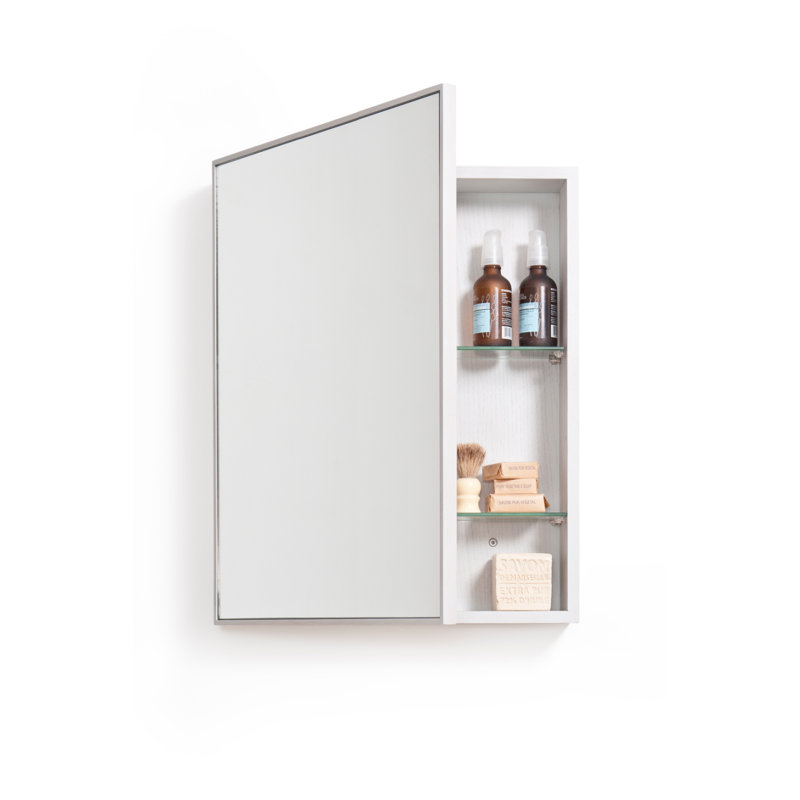 Slimline 18'' W Mirrored Medicine Cabinet, Oyster White