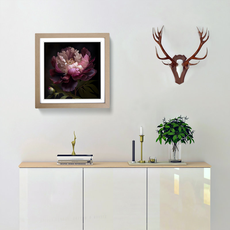 Peony Flower Digital - Single Picture Frame Print on Wood