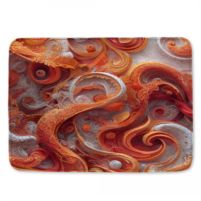 Swirling Orange Abstract Bath Mat