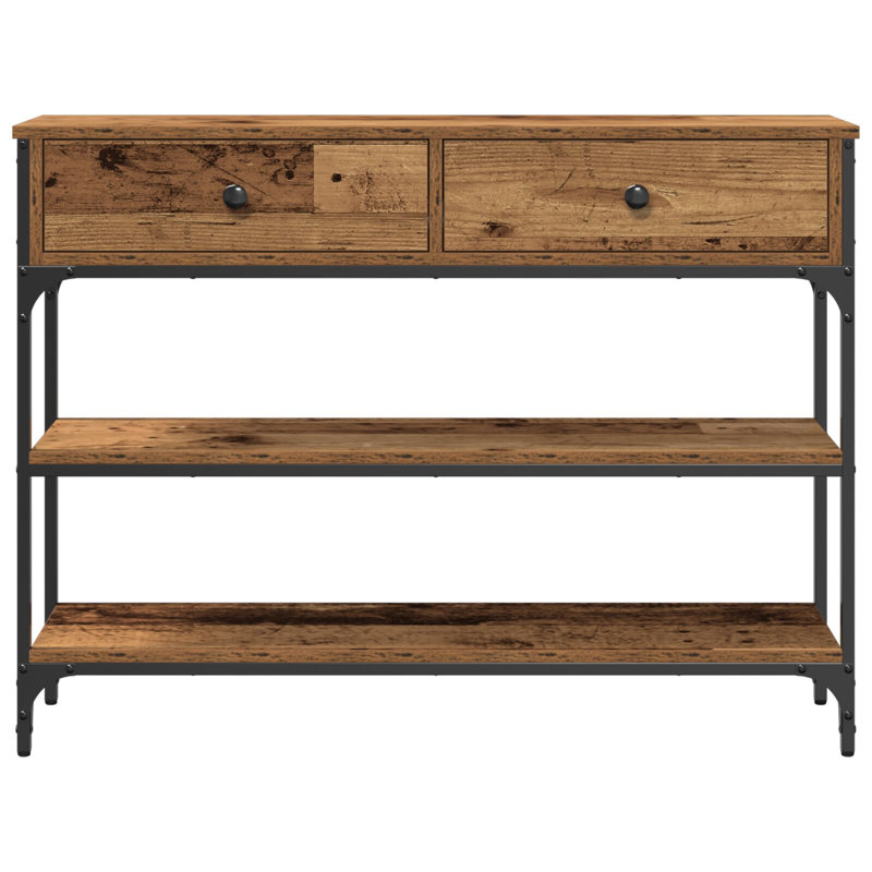 Console Table, Metal 100 Cm Shelving, Old Wood