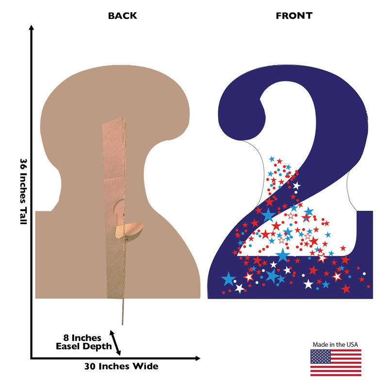 Patriotic Number 3 Cardboard Stand-Up with Stars