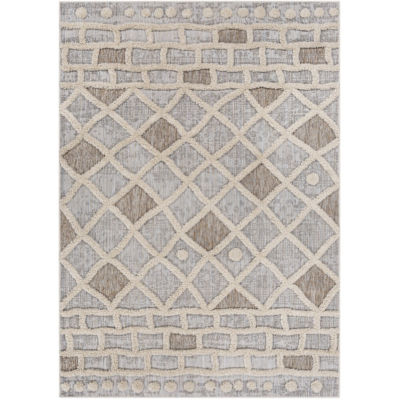 Herrell Geometric Indoor / Outdoor Rug, Rectangle 5'3" x 7'