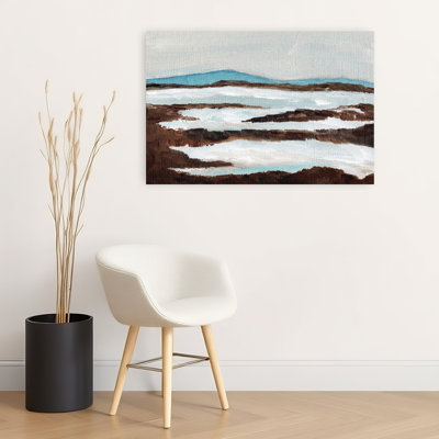 Abstract Winter River Abstract Peaceful Serene Landscape Mountain Wall Art