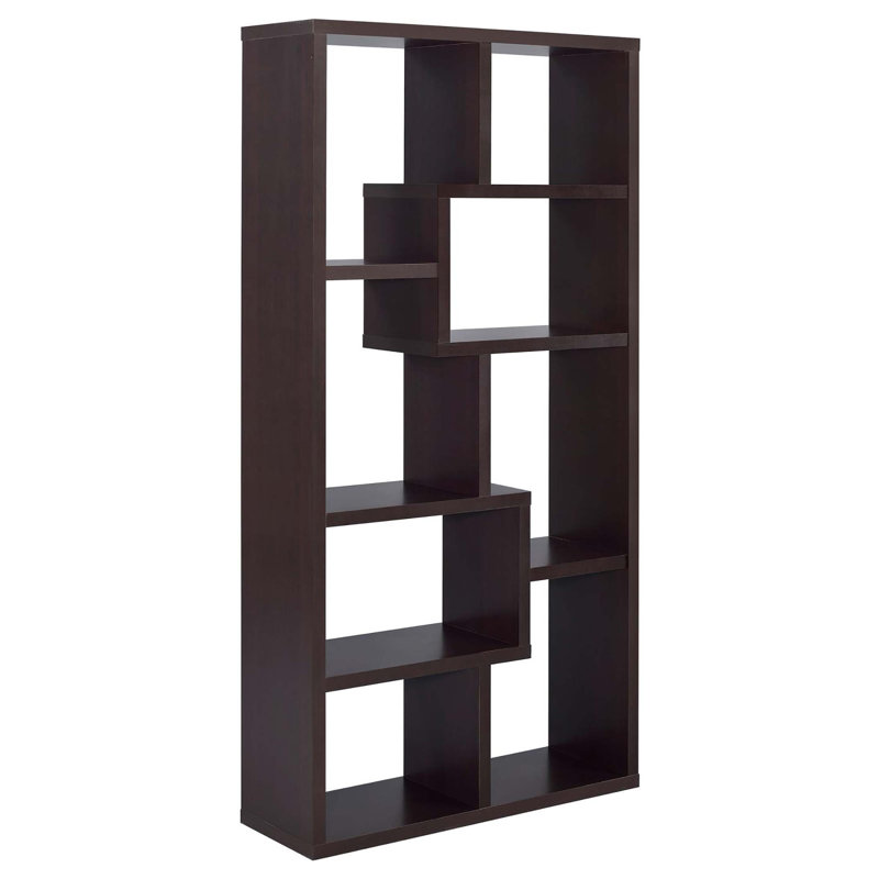 8-shelf Geometric Bookcase, Cappuccino