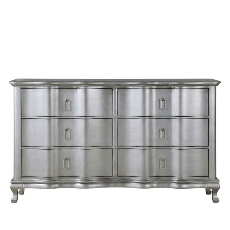 6 tiroirs Ember Glam Style 62 po Commode à finition argentée