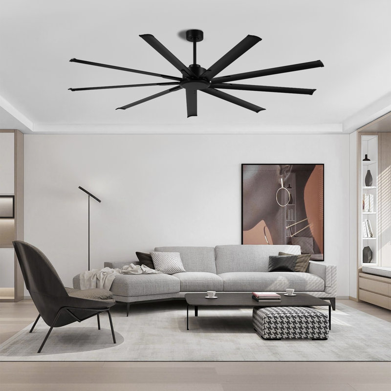 Ayodele 84-inch 9-Blades Indoor Ceiling Fan with Remote, Black