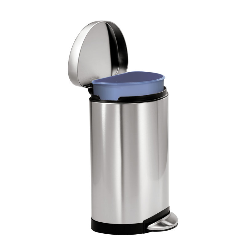 Simplehuman 10L Semi-Round Pedal Bin, Brushed Stainless Steel