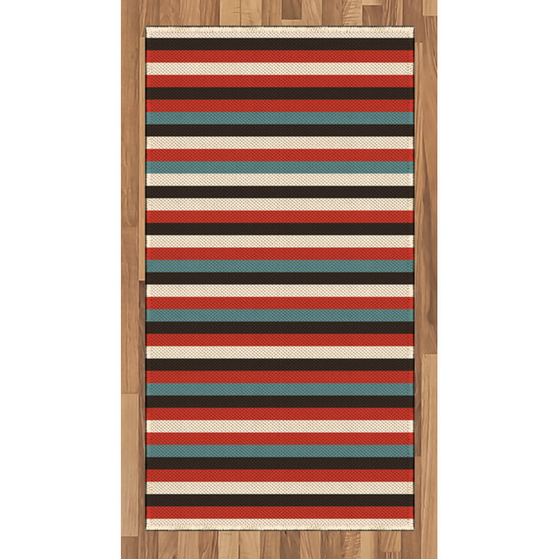 Striped High Density Long Fiber Poly Threads Decorative Area Rug Carpet, Rectangle 2'7" x 5'