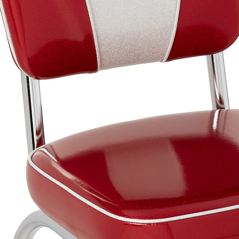 Retro Home Upholstered 'V' Back Dining Chair, Glitter Sparkle Red