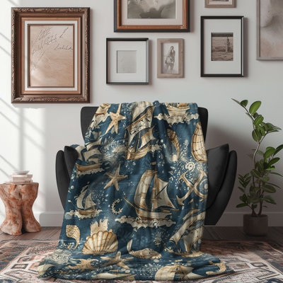 «Beachfront Tranquility - 1 Pièce Premium Sherpa Couverture - Luxueux Art Print Design
