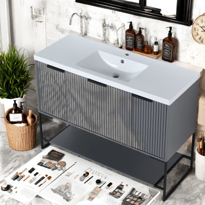 Meuble-lavabo spacieux avec évier en résine
